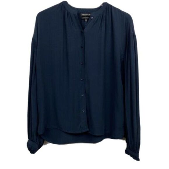 Something Navy Blouse Navy Blue Easy Volume Button - Picture 1 of 8